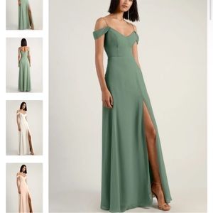 New Jenny Yoo Bridesmaid Dress Priya in Eucalyptus Maxi Slit READ